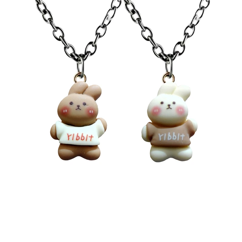 گردنبند دخترانه مدل دوستی خرگوش شیطون مجموعه دو عددی 