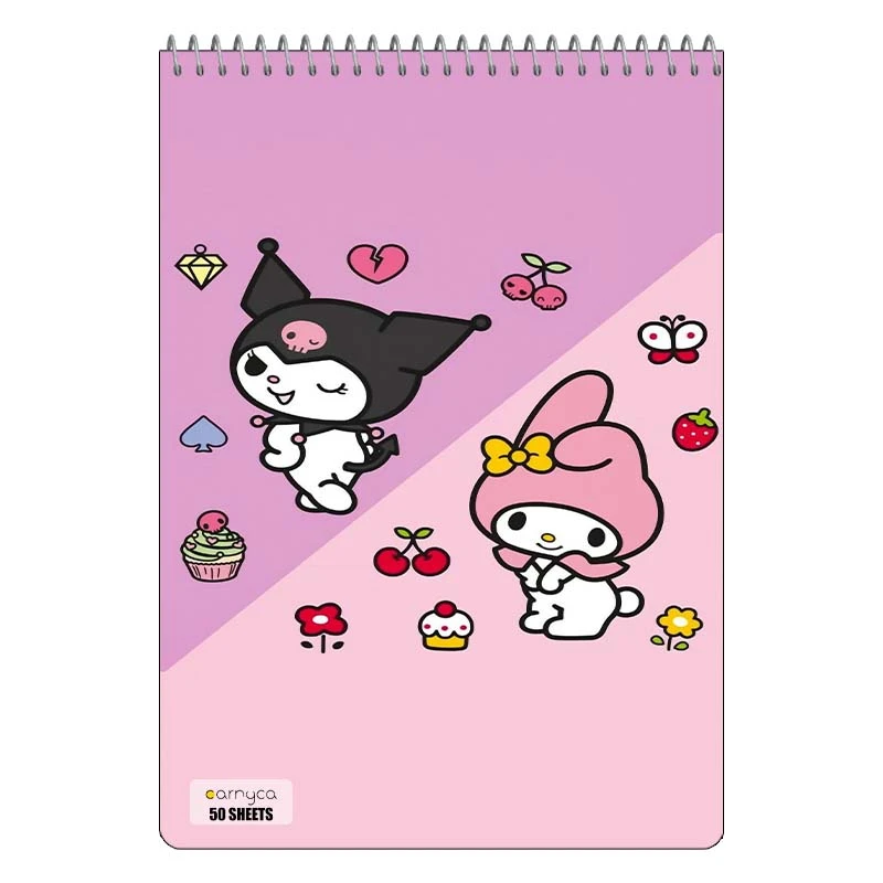 دفتر نقاشی 50 برگ سیمی کارنیکا طرح مای ملودی و کورومی My Melody & Kuromi کد 77986