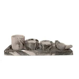 ست 5 تکه جاشمعی سنگی مدل 11