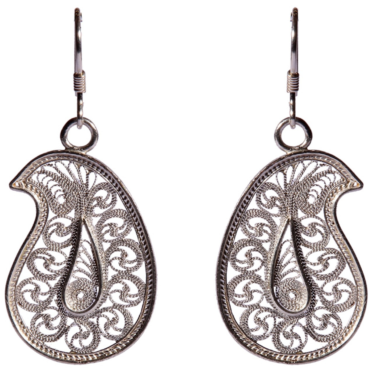 گوشواره نقره ملیله طرح بته جقه کد RM07