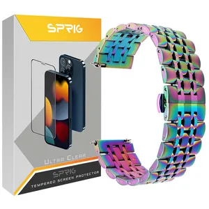 sprig 7Bid Rainbow steal strap suitable For Samsung Galaxy Watch 5 40mm / Watch 5 44mm / Watch 5 pro 45mm