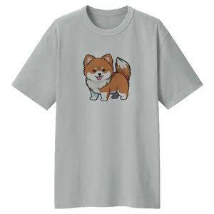 تی شرت لانگ زنانه مدل CUTE DOG کد LL139 رنگ طوسی