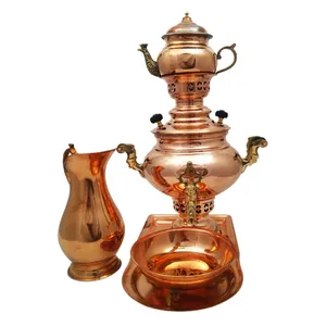 ست 8 پارچه سماور ذغالی مسی کد 1541