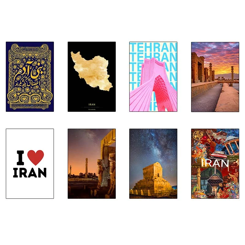 پوستر کارنيکا طرح ایران Iran کد 95765 مجموعه 8 عددی