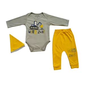 ست 3 تکه لباس نوزادی مدل کاریکاتور بیل مکانیکی