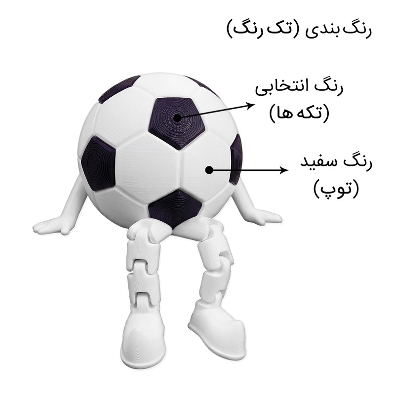 دکوری مدل توپ فوتبالیست طرح نشسته مفصلی کد 2026 - تصویر 3