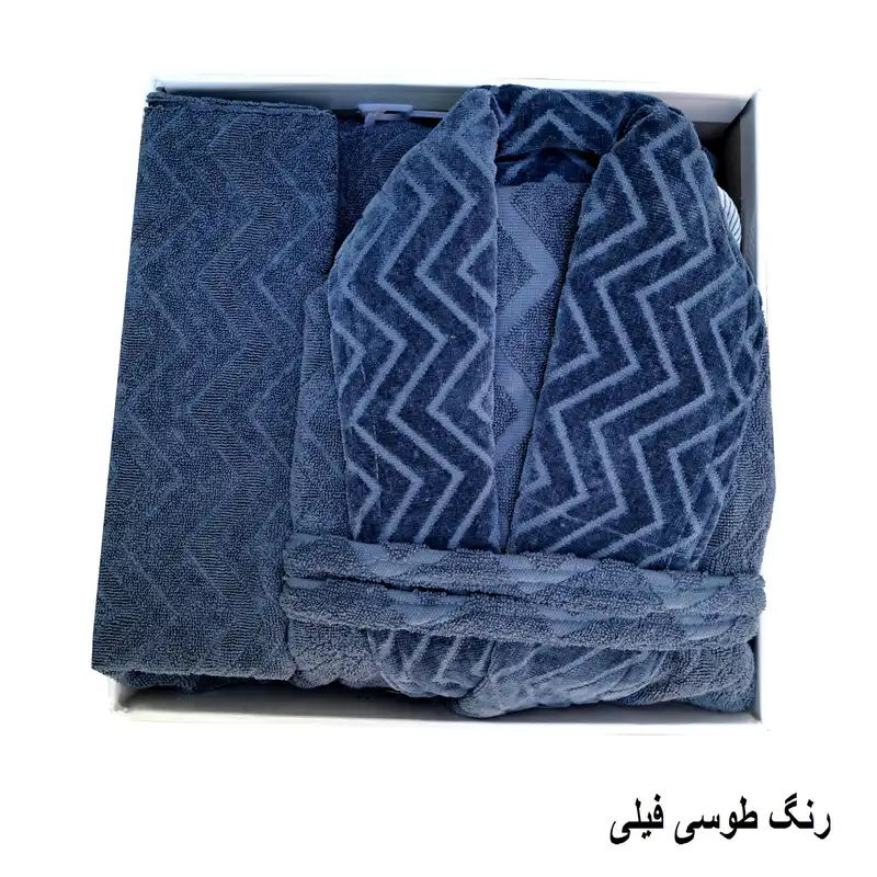 سرویس حوله پالتویی 4 تکه هنرمند مدل زیگزالی