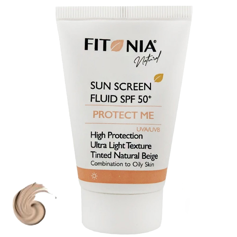 فلوئید ضد آفتاب رنگی صورت فیتونیا spf 50 مدل protect me محافظ UVA ، UVB مناسب پوست چرب و مختلط حجم 40 میلی لیتر