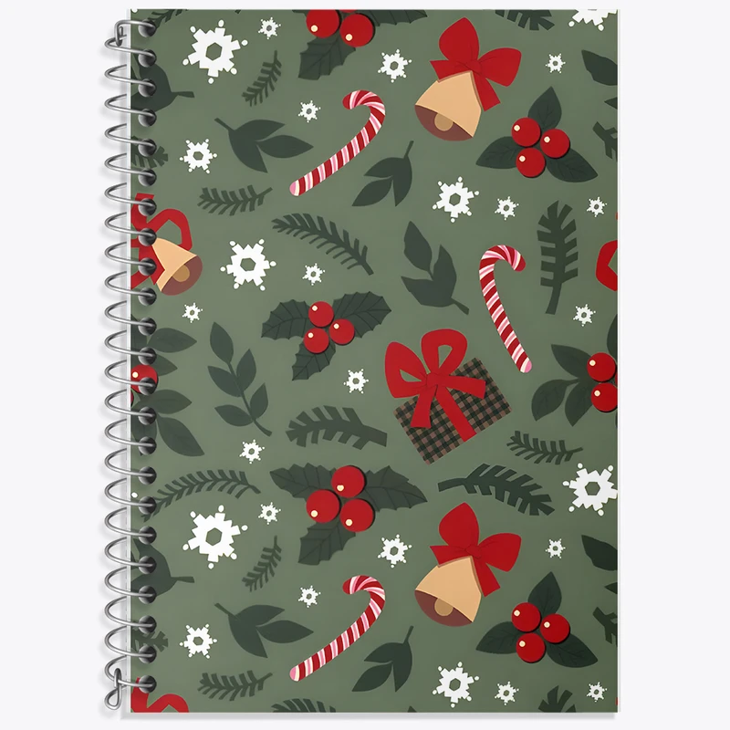 دفتر زبان 50 برگ خندالو مدل سه خط طرح پترن کریسمسی کد N5264