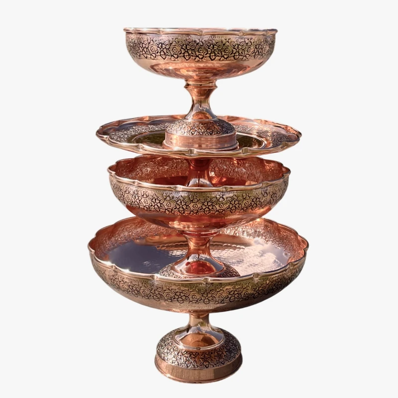 ست 4 تکه ظروف پذیرایی مسی مدل دیبا