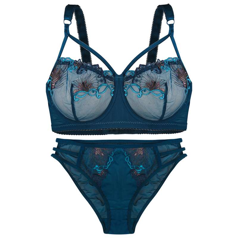 ست شورت و سوتین زنانه مدل فرپرک فنردار فانتزی رنگ آبی