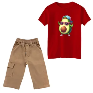 ست تی‌شرت و شلوارک پسرانه مدل آووکادو عینکی