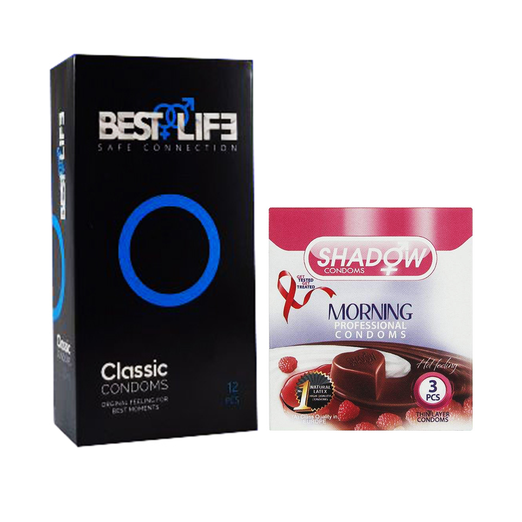 کاندوم بست لایف مدل Classic بسته 12 عددی به همراه کاندوم شادو مدل Morning بسته 3 عددی 