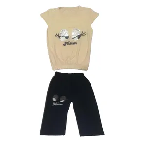 ست تی شرت و شلوارک دخترانه مدل چشمی