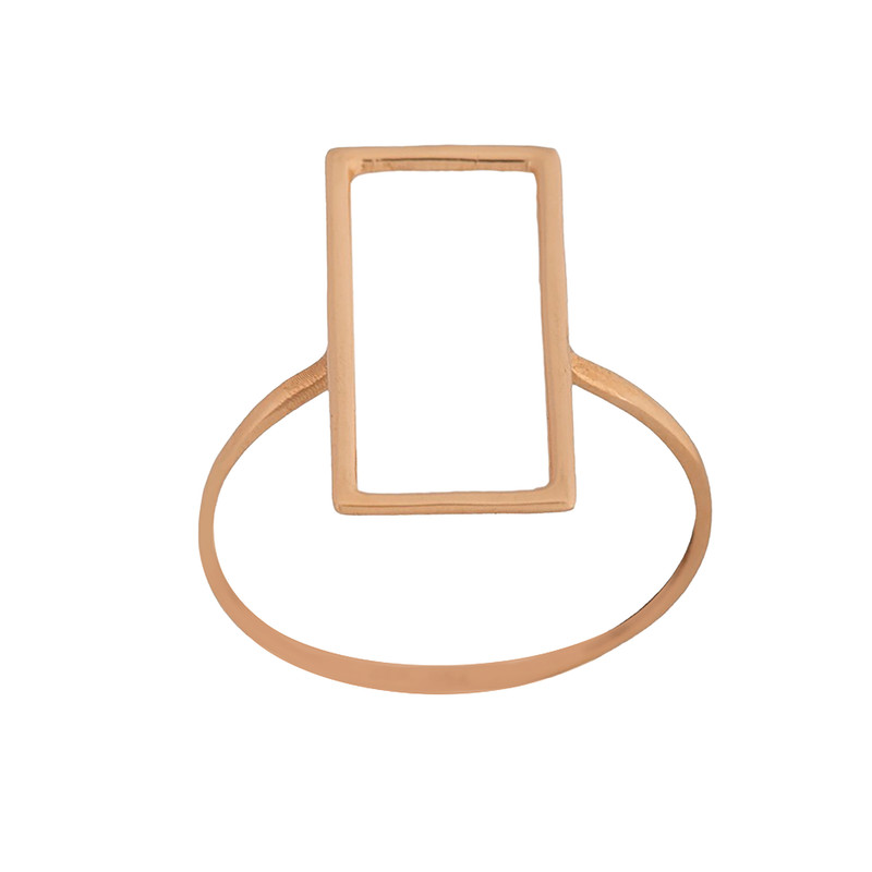 انگشتر طلا 18 عیار زنانه هومن گلد مدل مینیمال مستطیل R808 سایز 53