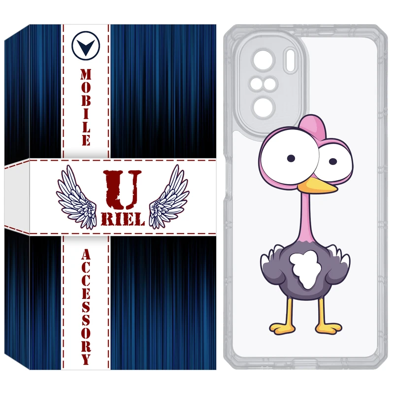 کاور یوریل مدل Clear کد 43 طرح شترمرغ مناسب برای گوشی موبایل شیائومی Poco F3 / Redmi K40 / Mi 11i
