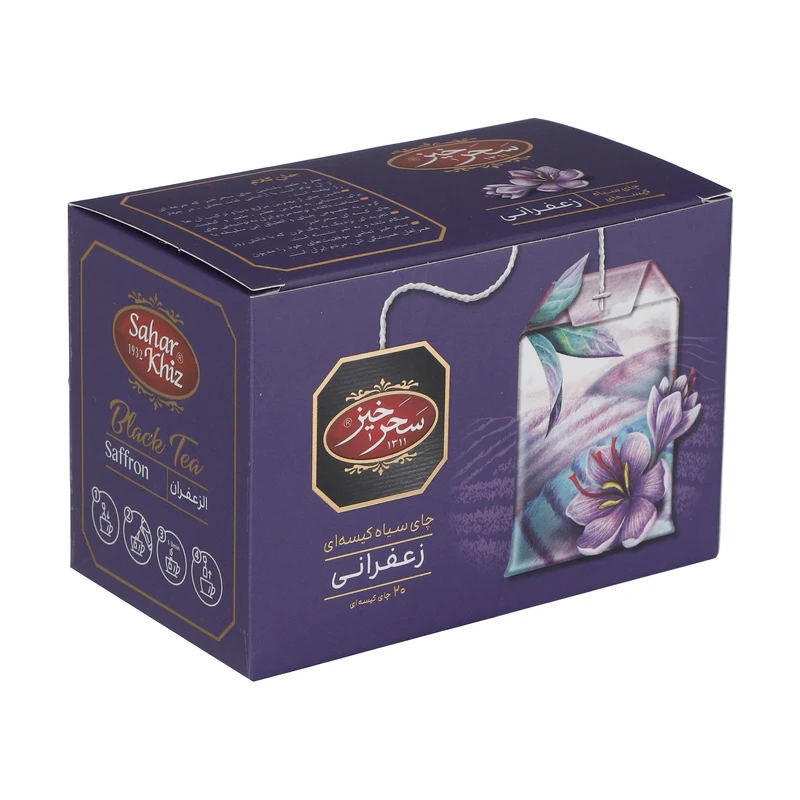 چای سیاه کیسه‌ای زعفرانی سحر خیز بسته 20 عددی