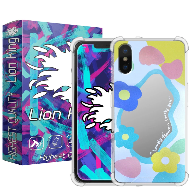   کاور لاین کینگ مدل آینه ایی نشکن طرح گل مناسب برای گوشی موبایل اپل iPhone X/Xs