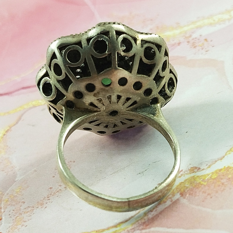 انگشتر نقره زنانه سلین کالا مدل سیاه قلم چندجواهر کد 152