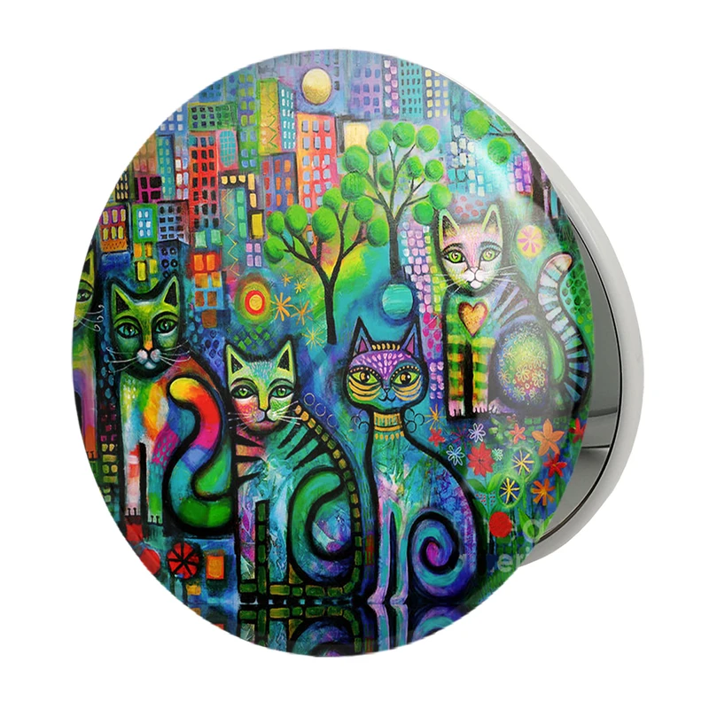 آینه جیبی خندالو طرح گربه مدل تاشو کد 5320 