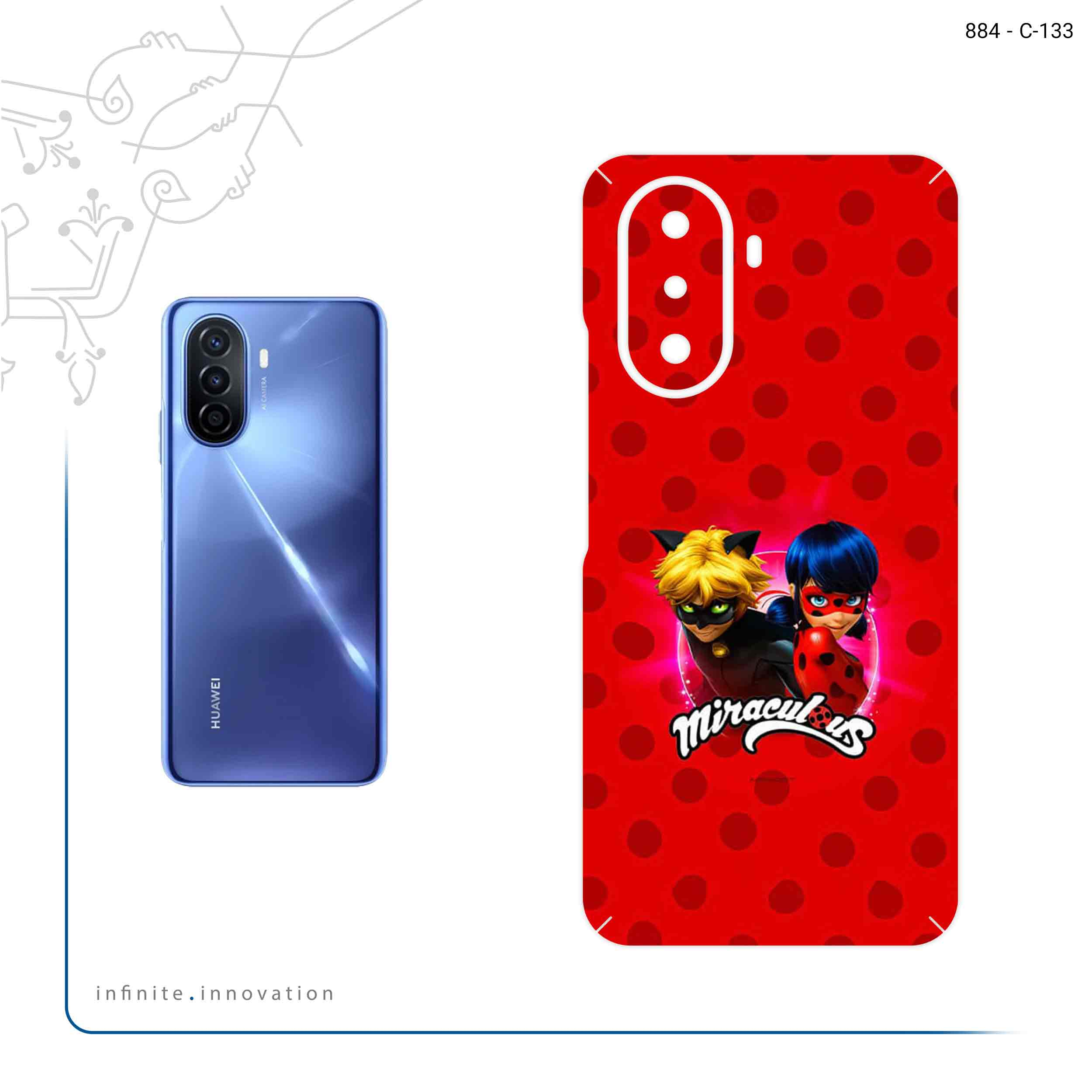 برچسب پوششی ماهوت مدل Ladybug and Cat Noir مناسب برای گوشی موبایل هوآوی Nova Y70
