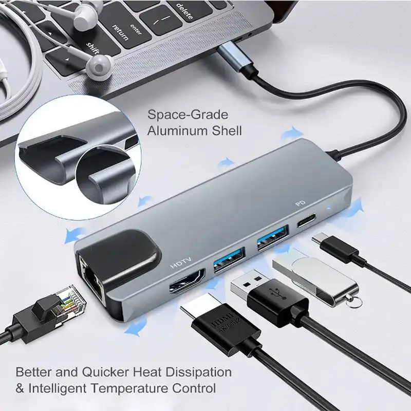 هاب 5 پورت USB Type-C مدل HT-C5-3
