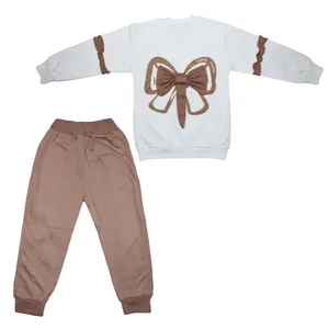 ست سویشرت و شلوار دخترانه مدل دورس طرح پاپیون کد 1001