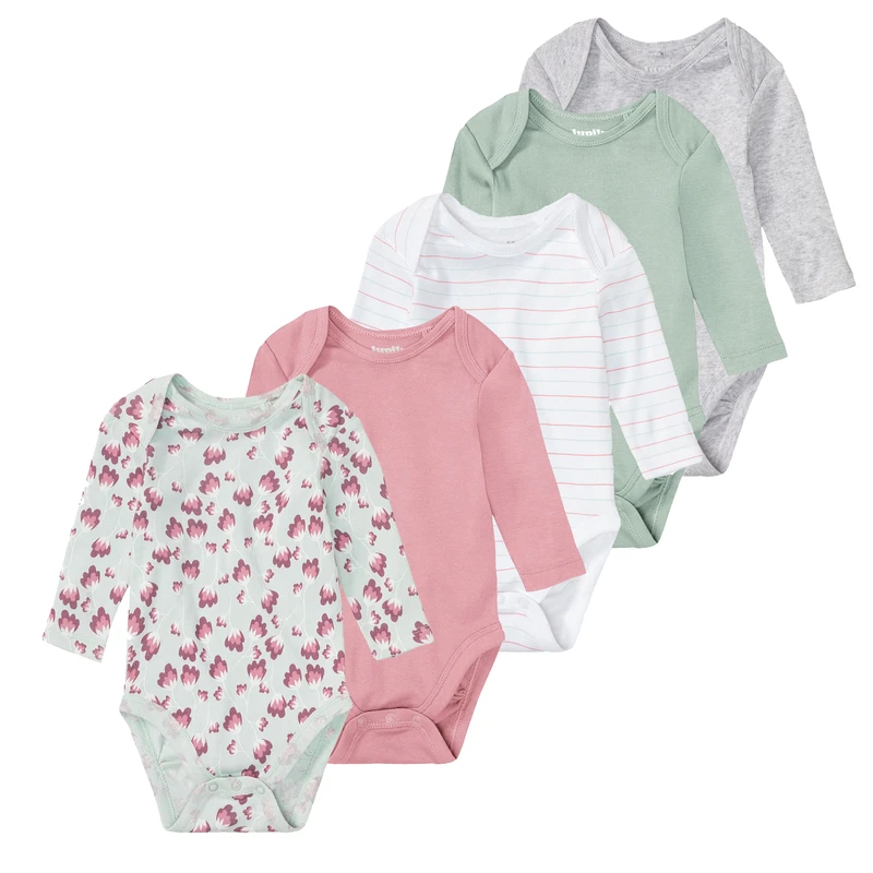 بادی آستین بلند نوزادی لوپیلو مدل 2023 مجموعه 5 عددی