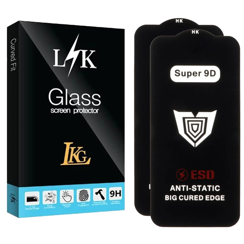 محافظ صفحه نمایش ال کا جی مدل Super 9D مناسب برای گوشی موبایل اپل iPhone 15 بسته 2 عددی