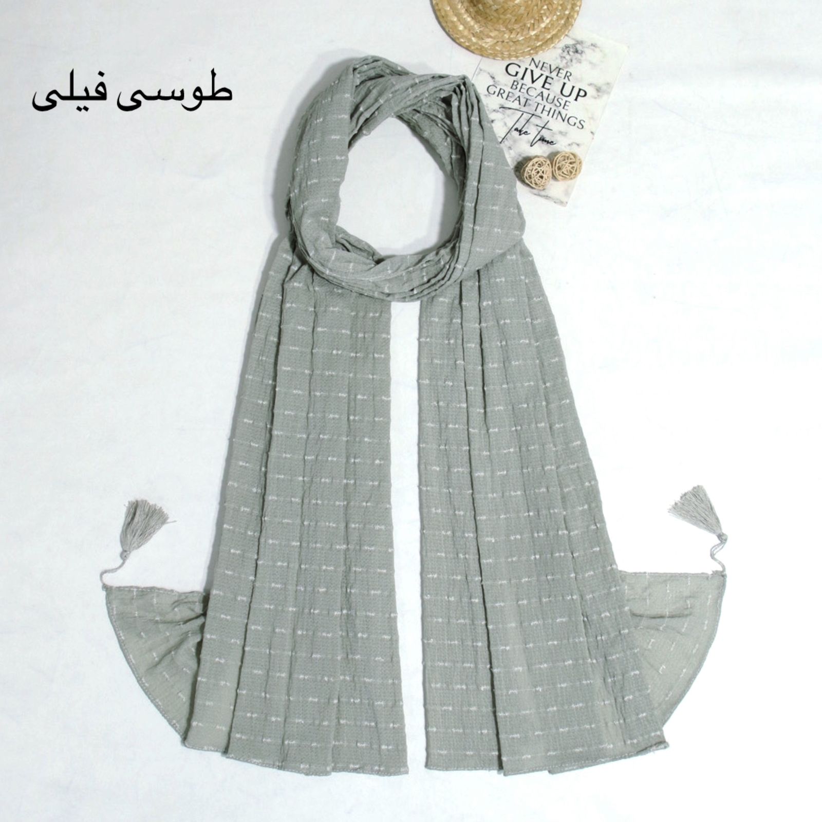 شال زنانه مدل پلیسه ساده نخی طرح پاییزه کد 9201 -  - 2