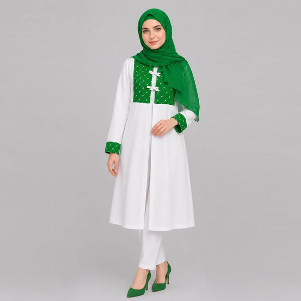 مانتو مجلسی زیر زانو زنانه مدل سوزن دوزی