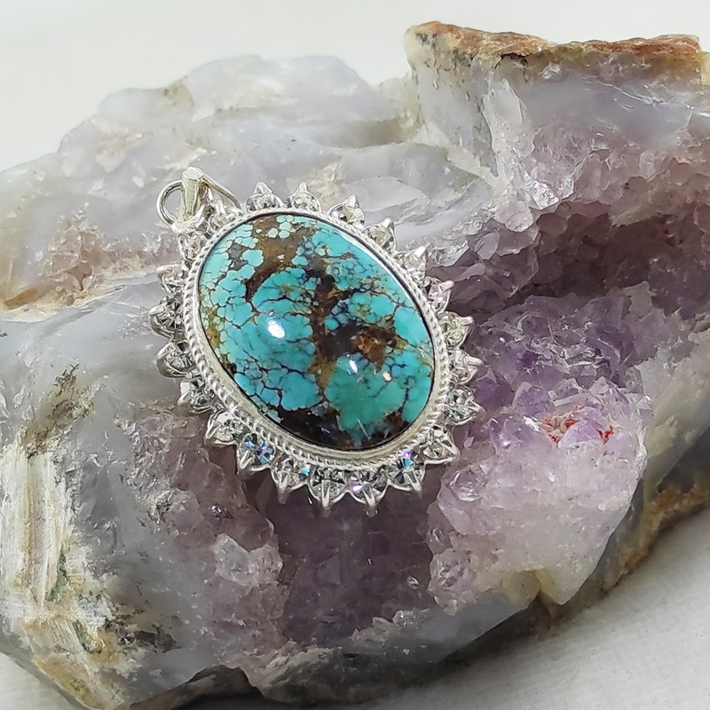 آویز گردنبند نقره زنانه سلین کالا مدل فیروزه کد COD-14