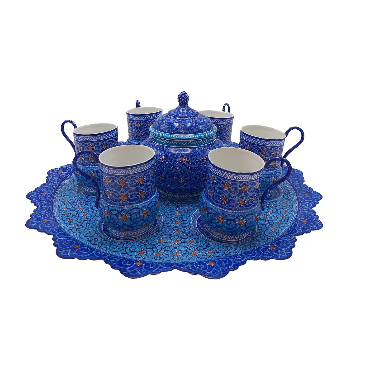 سرویس 8 پارچه چای خوری مینا کاری کد 8