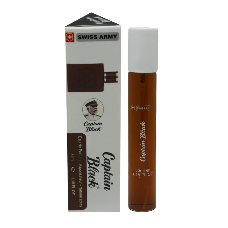 عطر جیبی مردانه سوئیس آرمی مدل کاپیتان بلک حجم 35 میلی لیتر