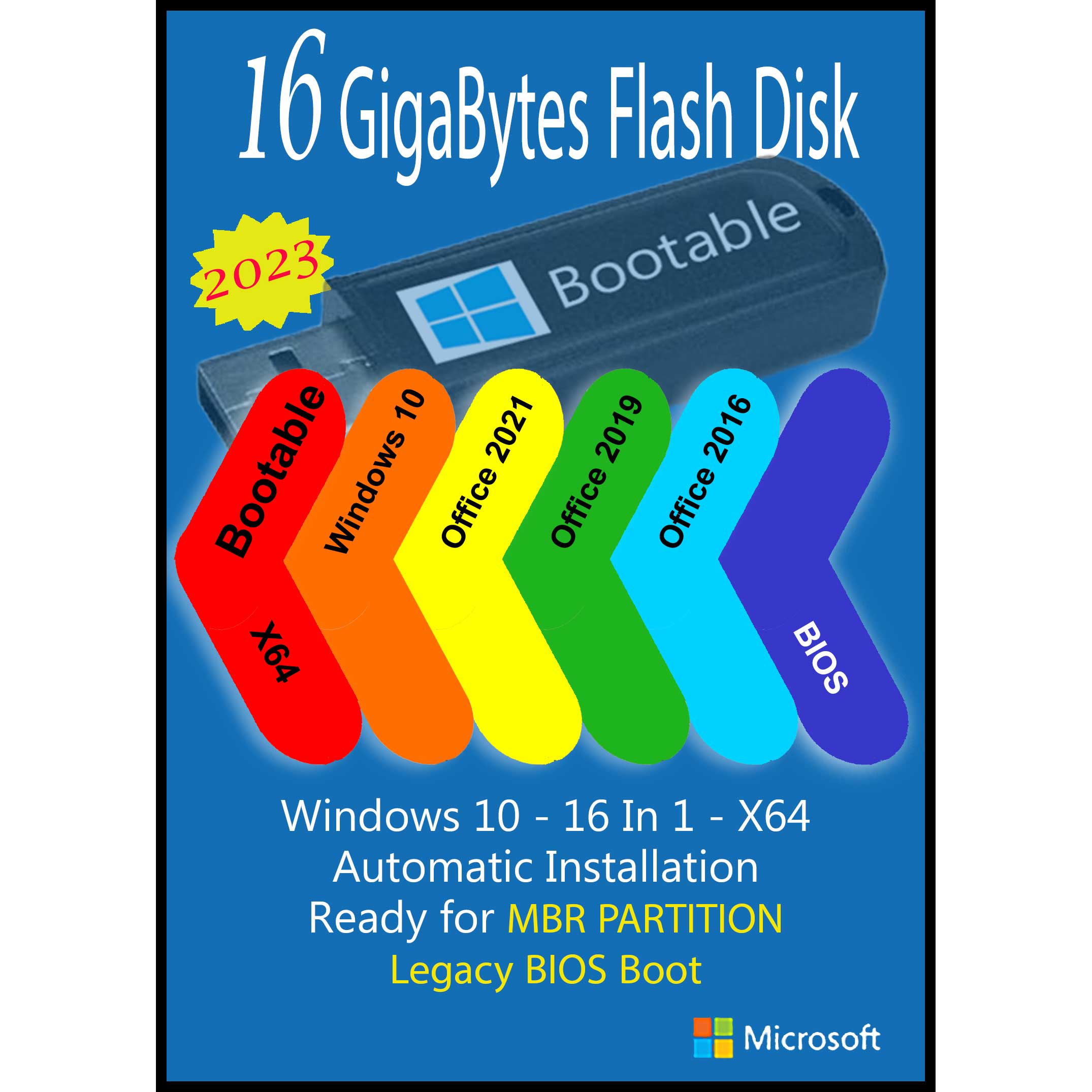 سیستم عامل Windows 10 X64 2023 16 IN 1 Legacy Bios- Office 2016-2019-2021 Pro Plus نشر مایکروسافت