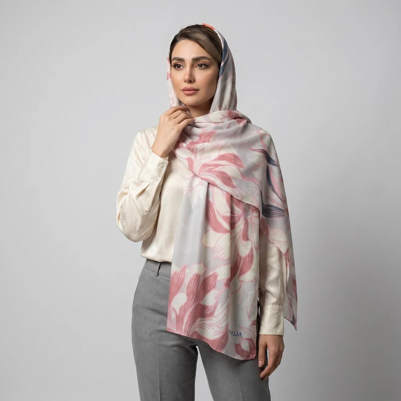 شال زنانه مدل نخی جدید  طرح بهار دلها کد ana-4020