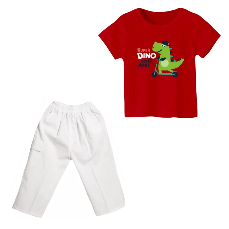 ست تی شرت و شلوارک پسرانه مدل دایناسور کد ۱۰