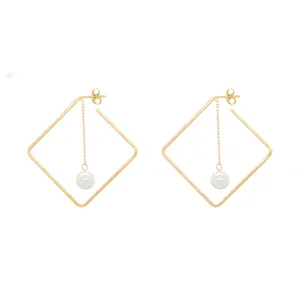 گوشواره طلا 18 عیار زنانه مدل لوزی J0024