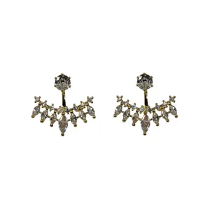 گوشواره زنانه مدل جکت دو تکه طرح الماس کد 018