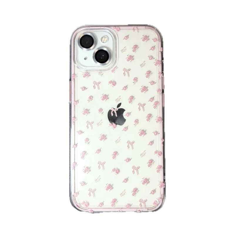 کاور مدل flowers & ribbons طرح گل و پاپیون ریز مناسب برای گوشی موبایل اپل iPhone 13 / 14