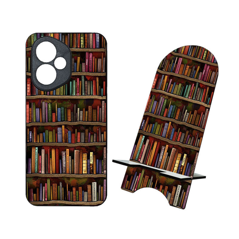 کاور گالری وبفر طرح کتابخانه مناسب برای گوشی موبایل آنر 400 به همراه استند