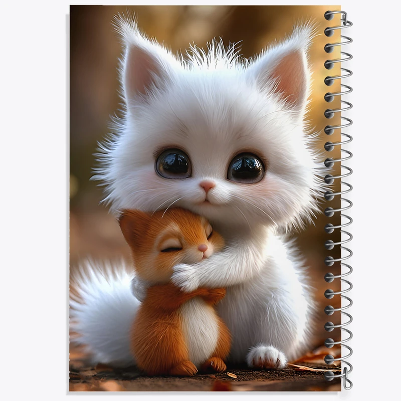 دفتر نقاشی 50 برگ خندالو طرح گربه و سنجاب کیوت کد F7216