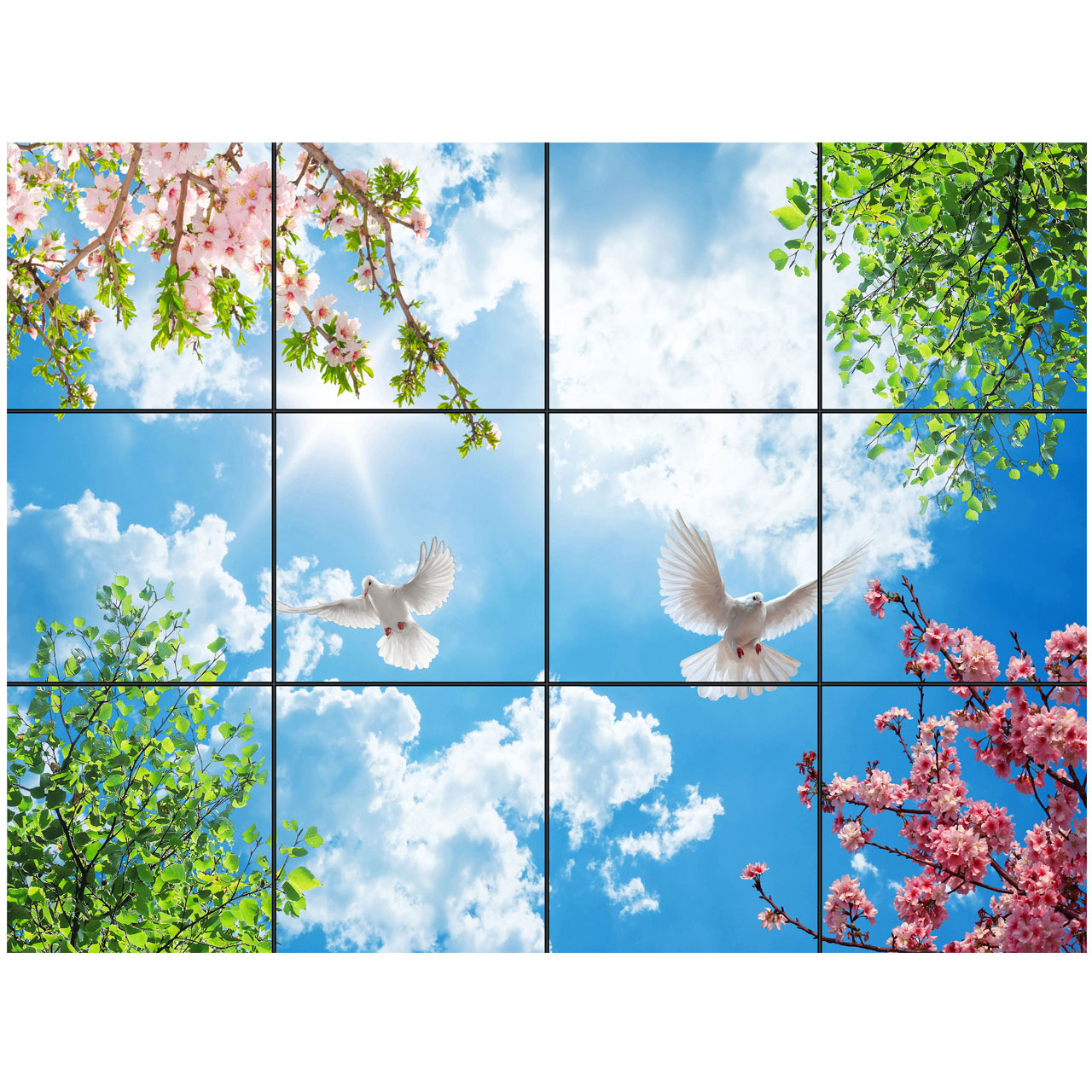 تایل سقفی آسمان مجازی طرح پرواز و آسمان کد 0100 سایز 60x60 سانتی متر مجموعه 12 عددی