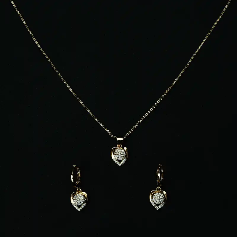 نیم ست زنانه مدل قلب تک نگین