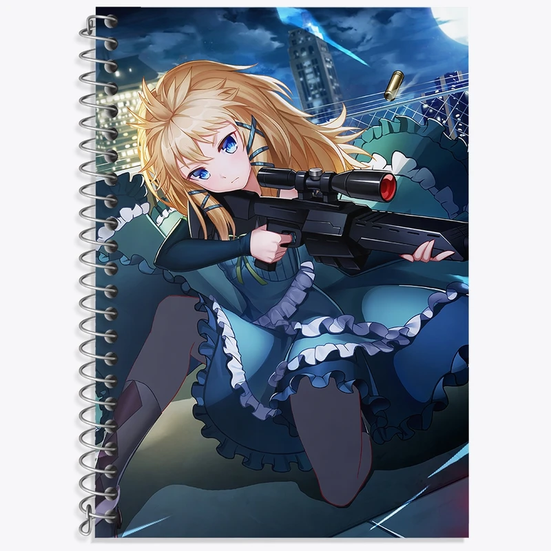 دفتر زبان 50 برگ خندالو مدل دو خط طرح تینا انیمه گلوله سیاه کد 35850