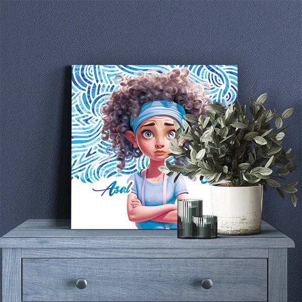 تابلو شاسی لاژید مدل اسم عسل طرح دختر کارتونی کد CuteGirl