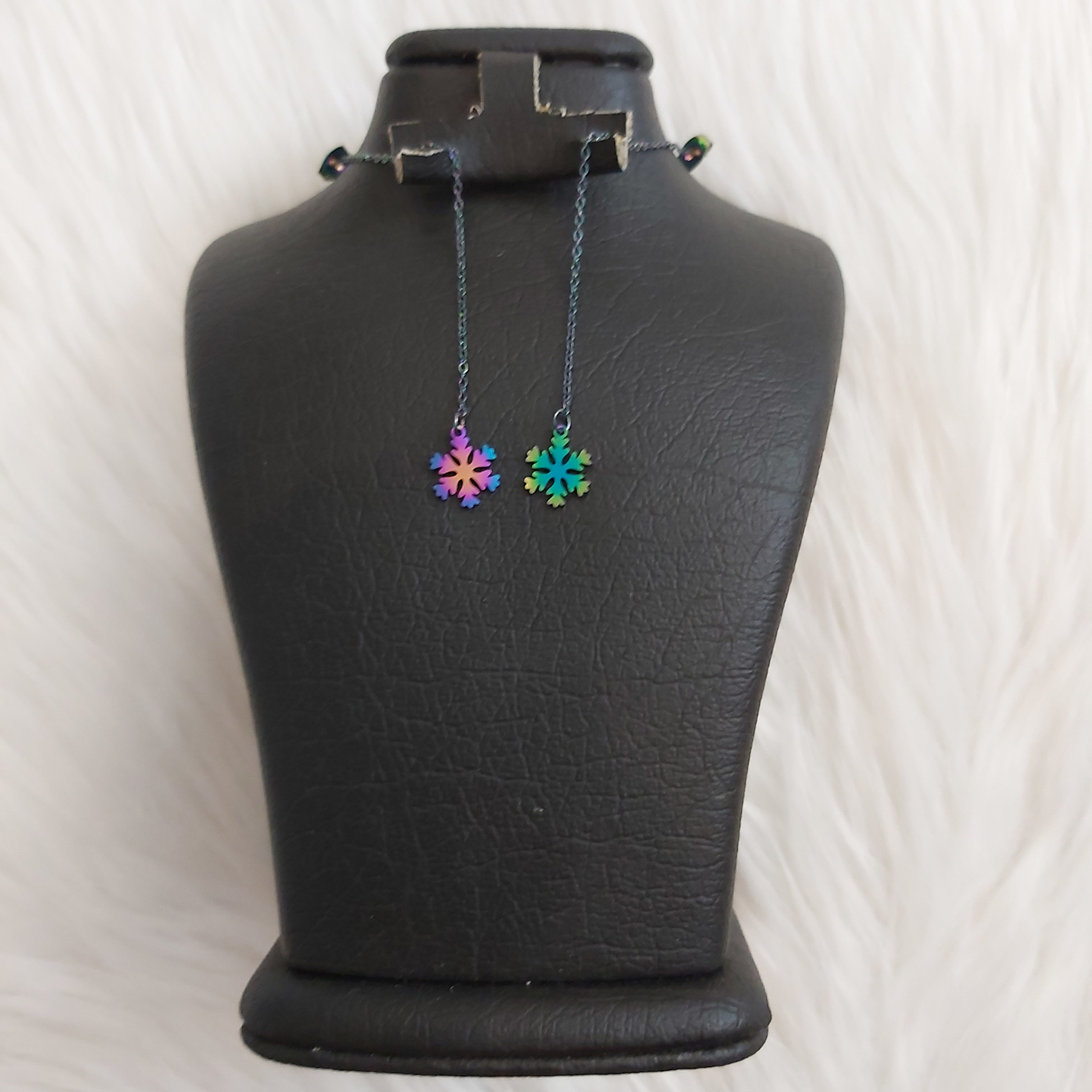 گوشواره زنانه مدل بخیه طرح دانه برف کد snow113