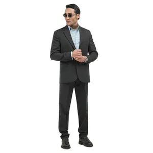 کت و شلوار مردانه مدل دیپلمات خط ریز دو دکمه رنگ مشکی