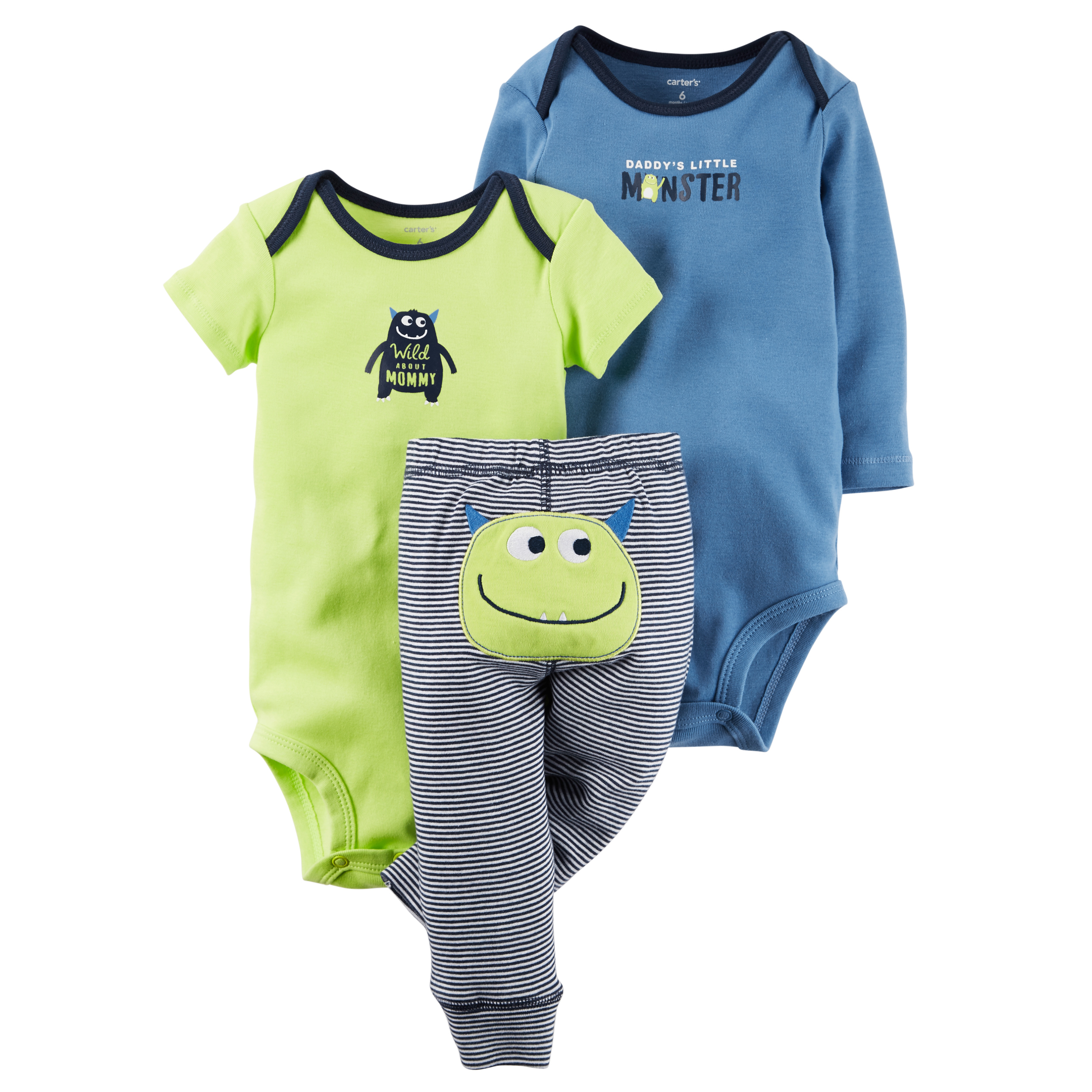 ست 3 تکه لباس نوزادی کارترز مدل Little Monster کد M629