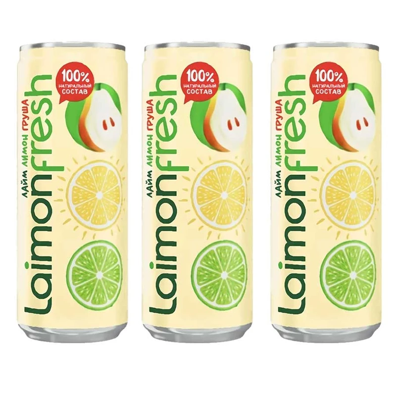 نوشیدنی گازدار با طعم لیمو گلابی لایمون فرش - 330 میلی لیتر بسته 3 عددی